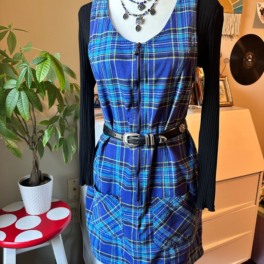 St. John's Bay Blue and Green Pleated Sundress